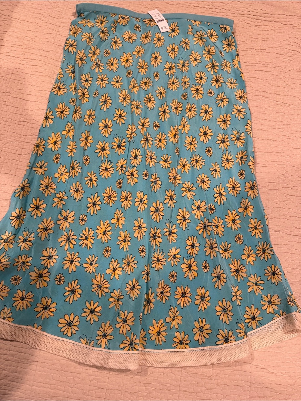 J. Crew Gwyneth Blue Yellow Daisy Print A-Line Midi Slip Skirt Small NWT - Picture 5 of 5